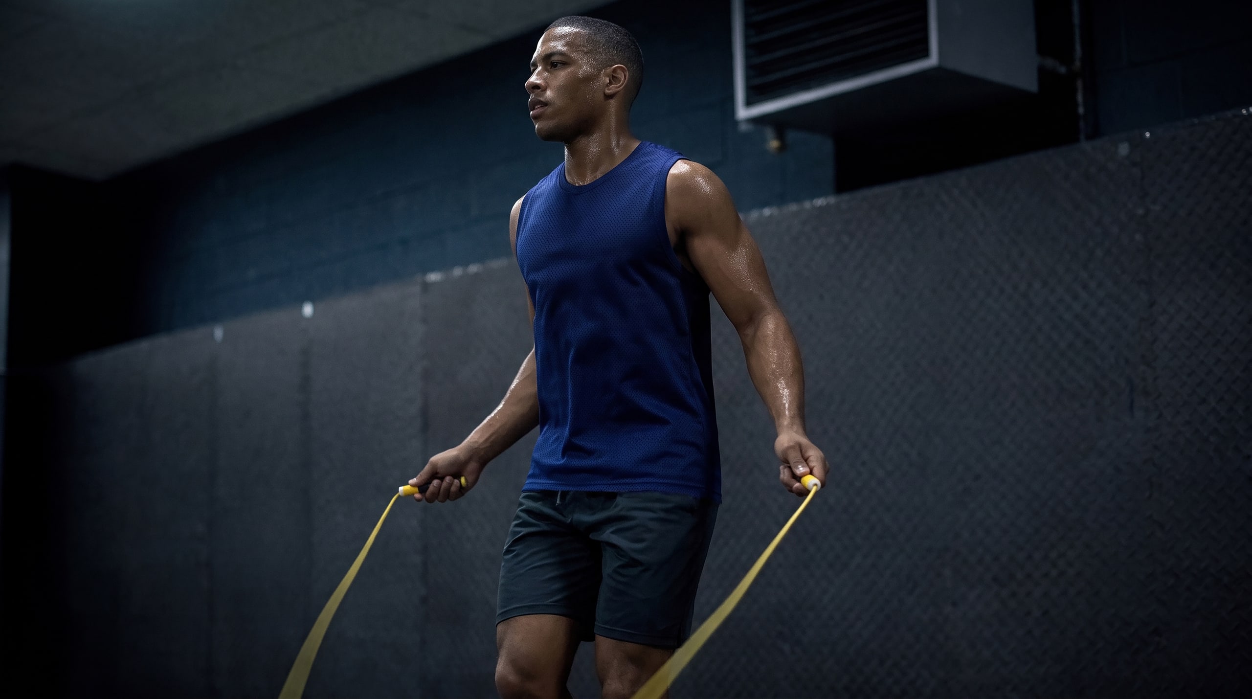 Athlete training with resistance bands in GMC performance activewear