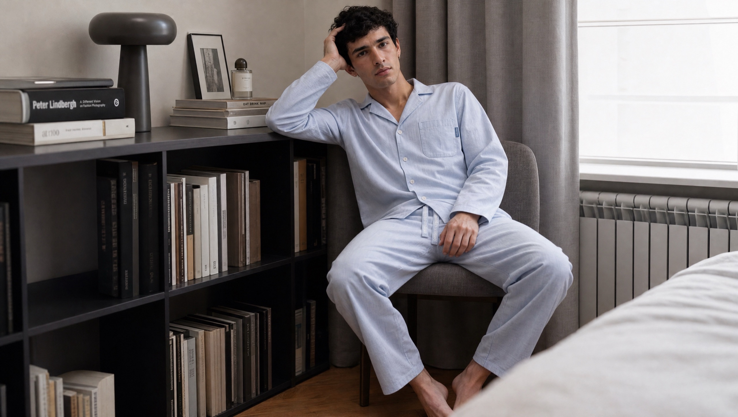 Man relaxing at home in GMC cotton sleepwear