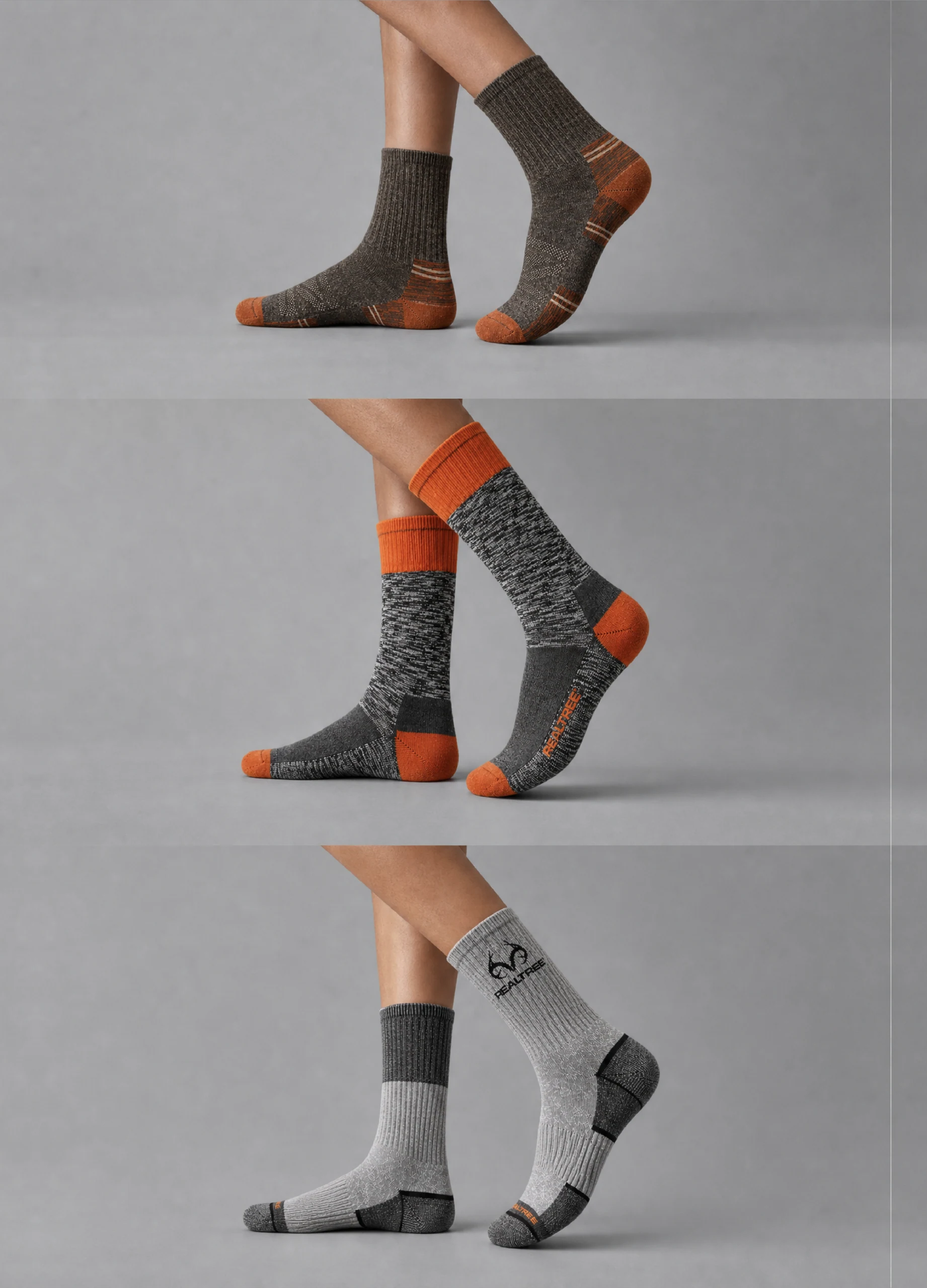 GMC Outdoor socks in wool blends — three crew heights in trail colourways